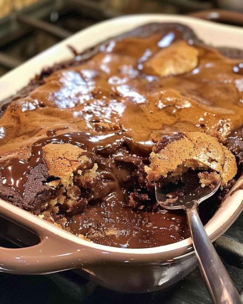 Treat yourself to Southern Chocolate Cobbler—a heavenly blend of chocolatey batter and gooey topping, served warm with ice cream.