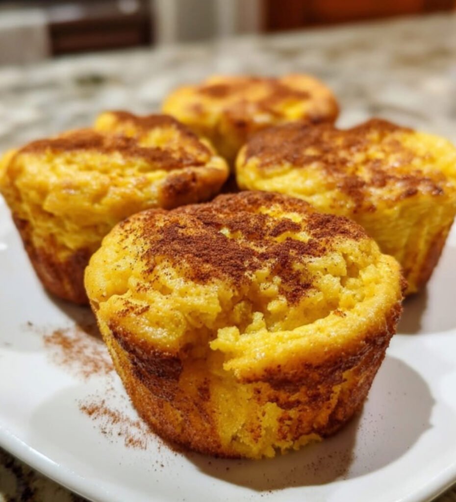 Pumpkin spice cottage cheese protein muffins on a cooling rack.